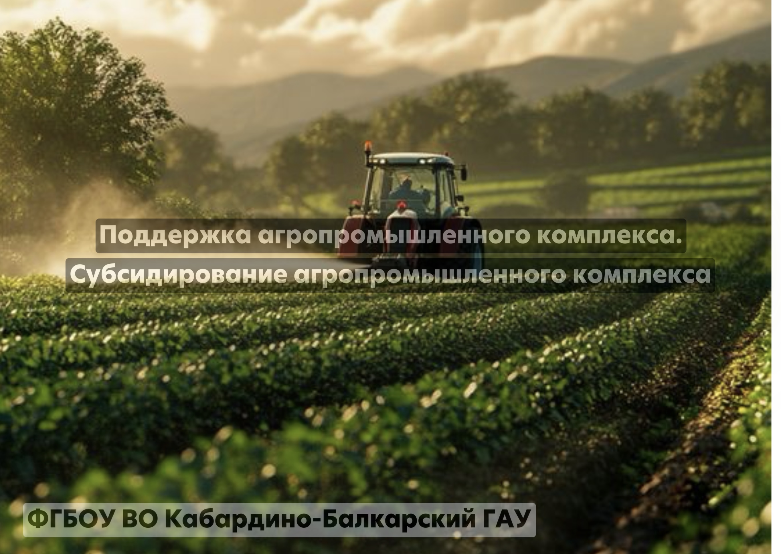 Поддержка агропромышленного комплекса. Субсидирование агропромышленного комплекса 