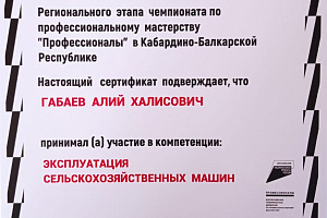 Адам Гызыев отличился на чемпионате по профессиональному мастерству